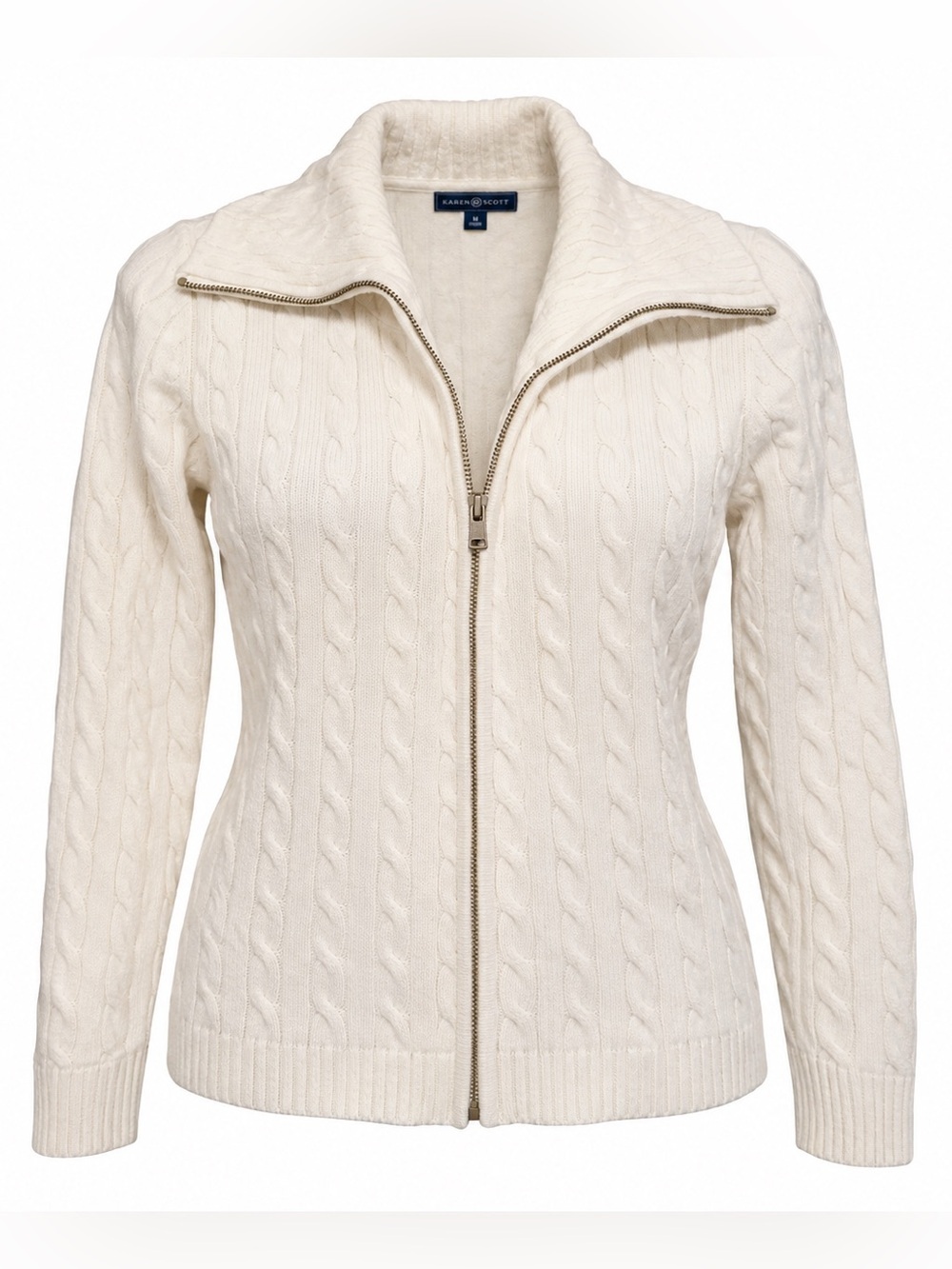 Karen Scott white zip up sweater